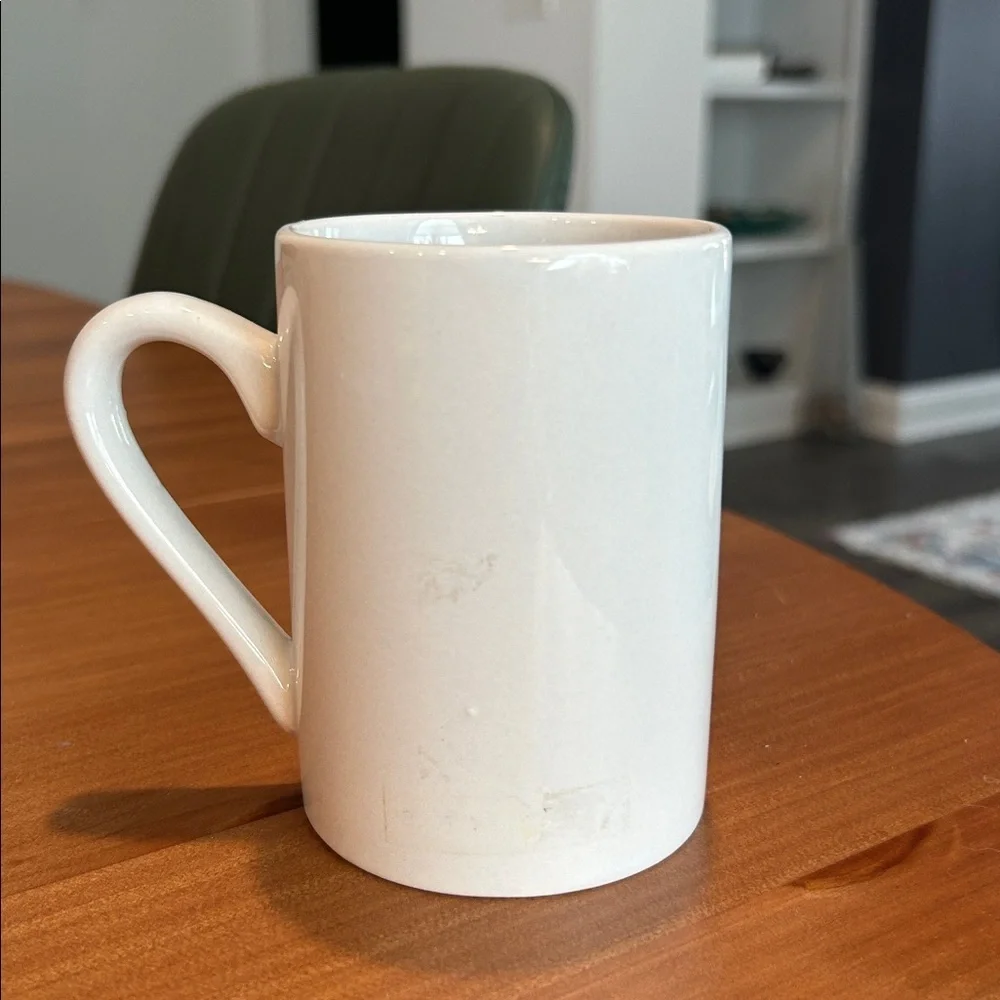 Christmas Coffee Cup Mug. Santa Please Stop Here. White and Red.